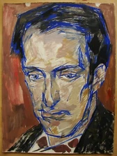 Ukrainian Soviet USSR tempera Painting postimpressionism male portrait man