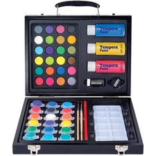 Art 101 52-Piece Washable Deluxe  Paint Set in Wooden Case NEW