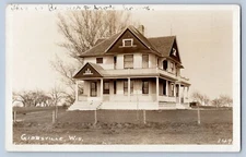 Gibbsville Wisconsin WI House Wrap Around Porch Real Photo Postcard RPPC c1910