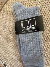 New NWT b.ella Gray Cable Knit Silk Blend Socks Size 9-11