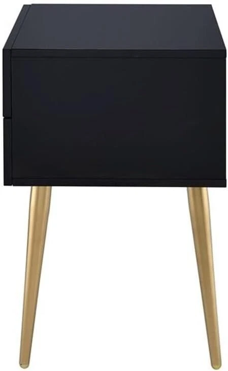 Acme Denvor Rectangular Wooden End Table in Black and Gold - Image 2 of 4