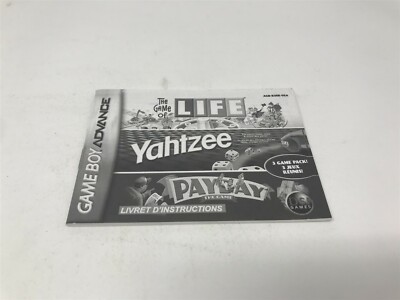 The Game of Life / Yahtzee / Payda - Nintendo Game Boy Advance GBA Manual French