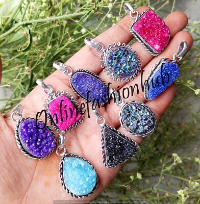 Buy Titanium Druzy Gemstone 925 Sterling Silver Plated Wholesale Design  Pendants