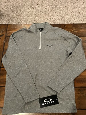 NWT Oakley Mens Contention 1/4 Zip Golf Pullover Heather Grey