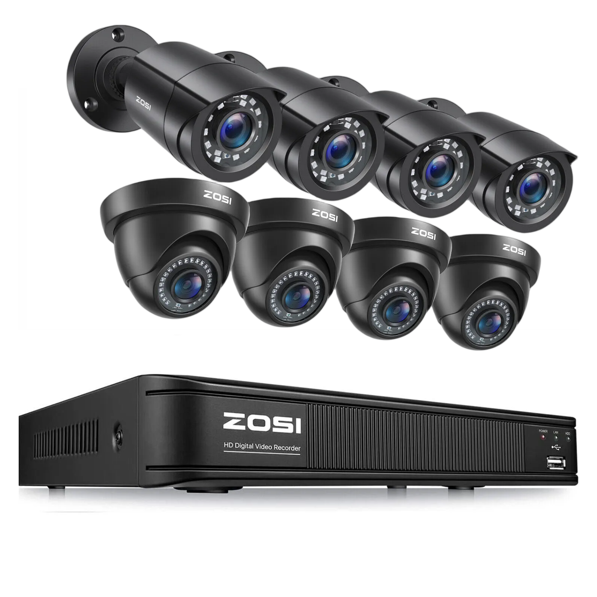 ZOSI 5MP Lite 8CH DVR 1080P Security Camera System Outdoor CCTV 24