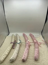 Vintage Satin Covered Clothes Hangers Pastel Colors Set of 4