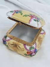 Floral Trinket Box With Lid And Marking With A Crown On Bottom
