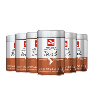illy Arabica Selection ''Brasile'' aus Brasilien, 250g ganze Bohne 6er Pack