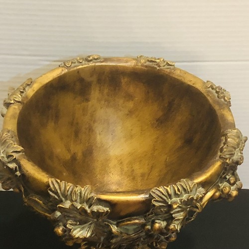 VTG Ornate Gold Leaf Grapes Resin / Plaster Vase Planter 10" Tall Heavy Decor - Picture 8 of 9