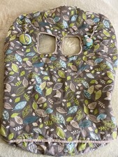 Eddie Bauer Boys Gray Green Blue Leaves Reversible Fleece Shopping Cart Cover