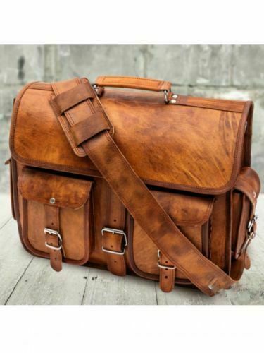 Vintage Brown Leather Messenger Bag for Men & Women - Laptop Briefcase Shoulder Bag