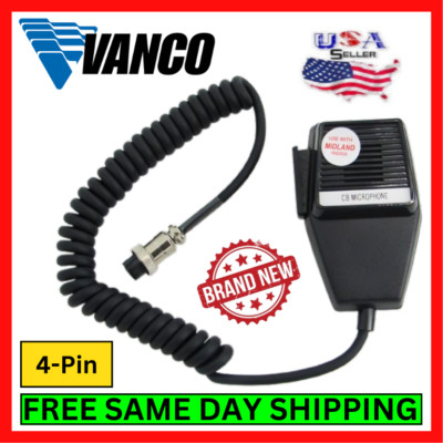 Vanco CBM84M Professional 4 Pin CB Microphone For Midland Radios Top Audio 7.5'