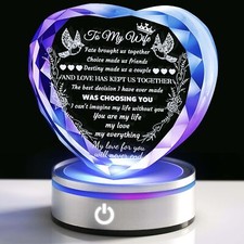 Gifts for Wife Crystal with Colorful LED Base, Anniversary Birthday Gifts for...