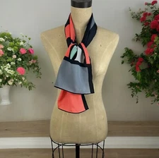 VTG Japan Vera Polyester Scarf Colorful Colorblock Rectangle Long Modern Chic