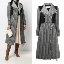 Tory Burch Tweed Double Breasted Coat Us 6 Raw Cut Midi £1250