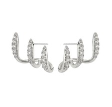 sterling silver 925 triple hoop crystal stud earrings 2.1cm x 1.35cm Woman’s