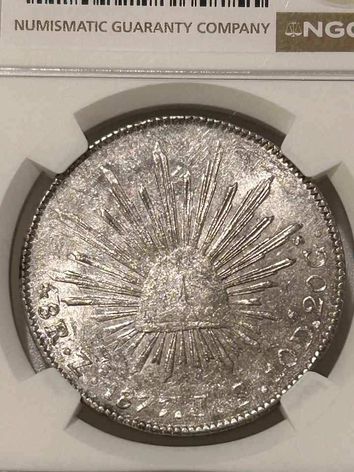 1877 Zs JS Mexico Silver 8 Reales NGC AU58 (NGC Population 8 Only 17 Higher) - Image 2 of 4