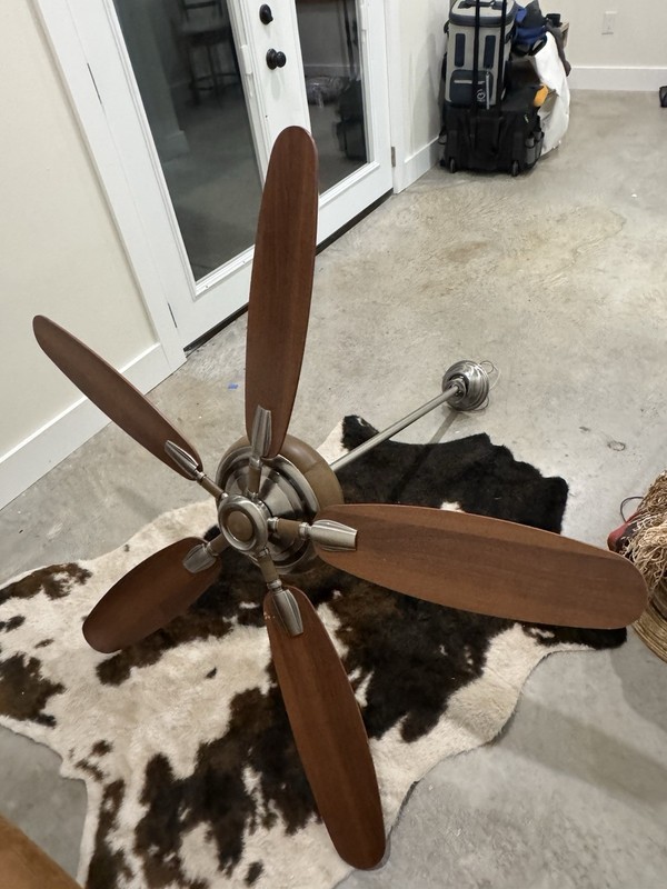 52 in 5-Blade Ceiling Fan Brushed Nickel, Brown/Silver, Wall Switch