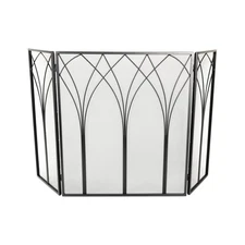 Fireplace Screen 3 Panel Fireplace Gate Protective Mesh Fireplace Covers, Black
