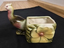 Vtg. Hull art pottery pheasant pulling cart planter.
