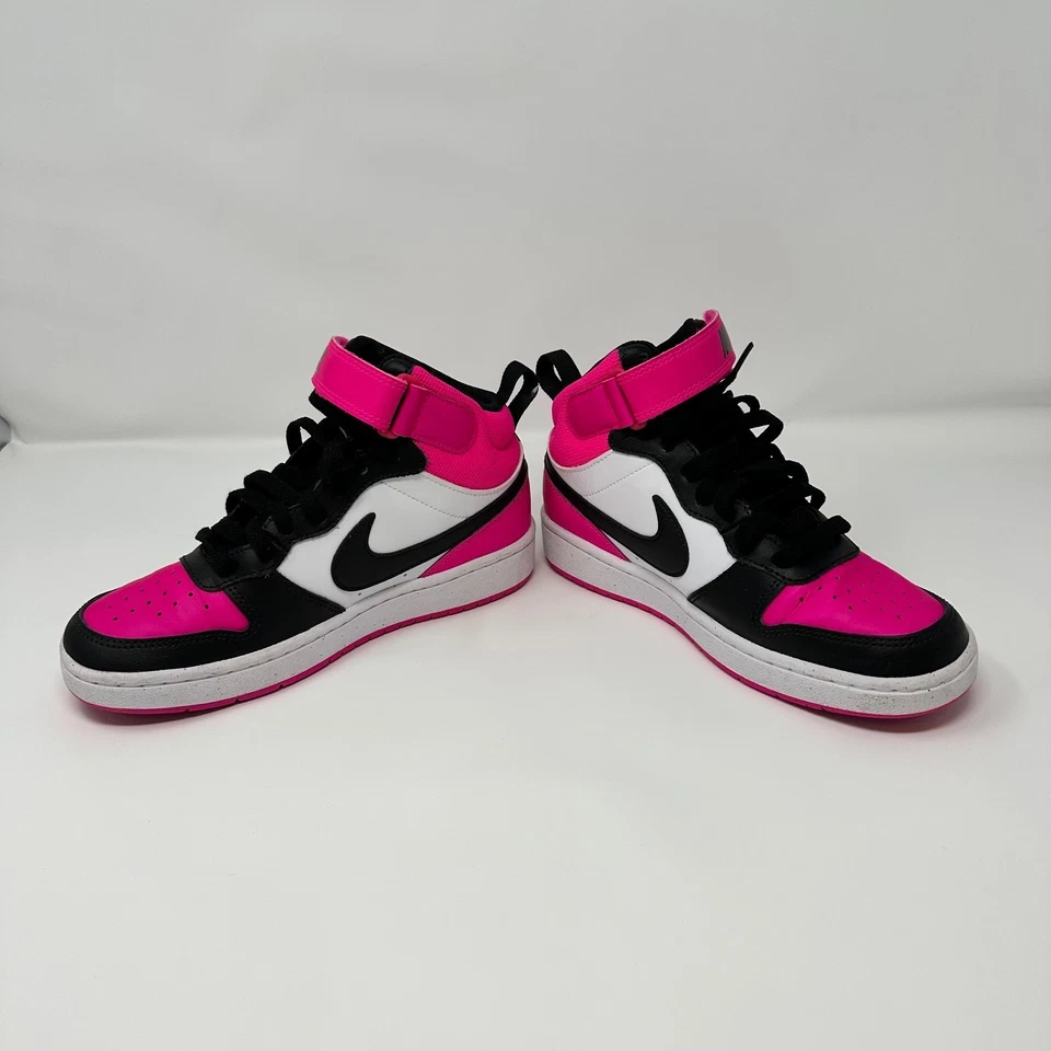 GUC Kid's Nike Court Borough Mid 2 Sneakers Pink Black White High Top Shoes, 4.5 - Image 2 of 4