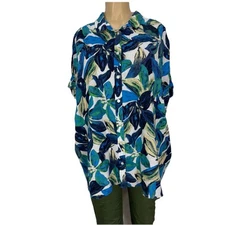 Time And Tru Linen Short Sleeve Tunic Shirt Womens Sized  XXXL 22, Casual Tops