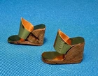 Vintage Barbie Gold Wedge Shoes Cork Sole Mattel 1960s Doll Sandals #940 #946 B