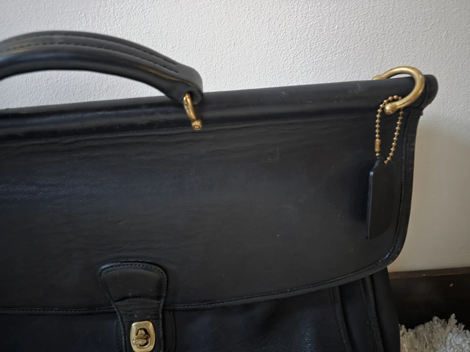 De colección Beekman Coach 5266 Maletín de Cuero Negro Bolso Mensajero Sin Hombro Str Foto 3 de 4