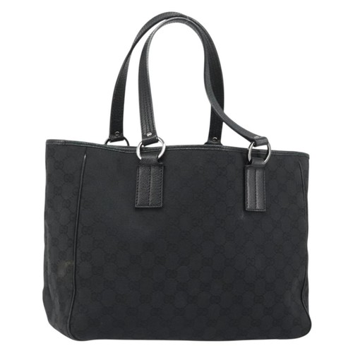 GUCCI GG Canvas Hand Bag Black Silver 113017 Auth BA13508