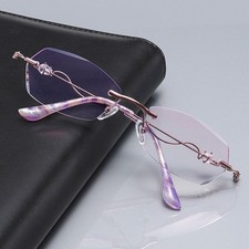 New anti-blue light reading glasses rimmed with rimless diamond metal Exquisite