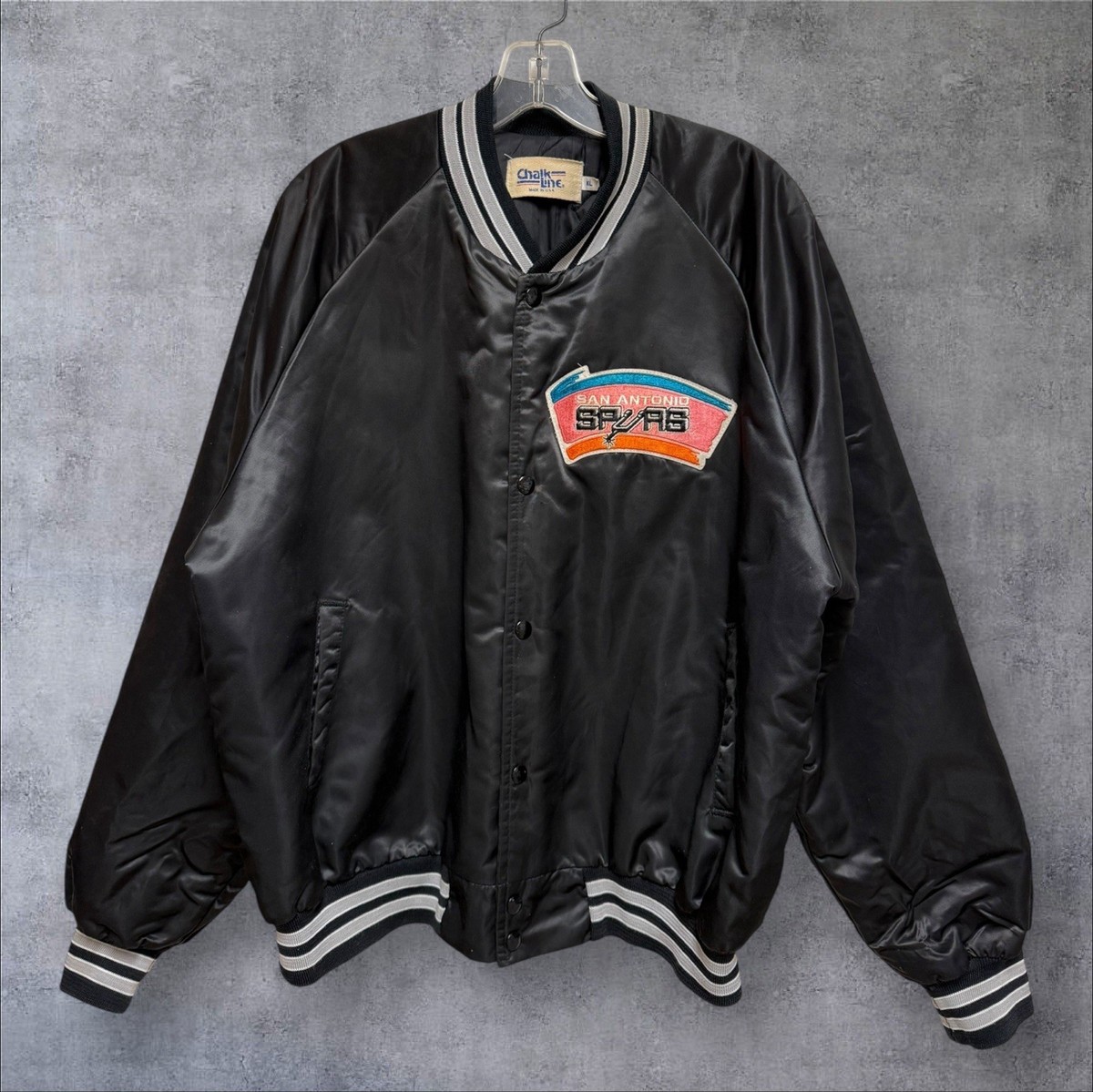 Vintage San Antonio Spurs Satin Jacket Chalk Line XL *READ