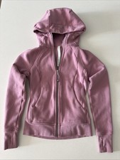 Lululemon Scuba Full Zip Hoodie Size 2 Powder Pink Cotton Jacket Pockets
