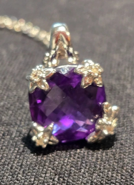 Collar Colgante Michael Valitut Gemas en Vouge Amatista Plata Esterlina Etiqueta Nueva Foto 2 de 4