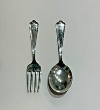 Classic Webster Sterling Silver Infant Set- Spoon  Fork- 3 3/4"-w/ "P" monogram