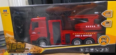 New Huina 1361 RC Fire Truck 1:18 15CH RTR Water Spray Ladder Toy USA (CEH) - Image 1 of 4