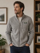 L.L.Bean Men  s Sweater Fleece Full-Zip Jacket Zipped Pockets Gray L Regular