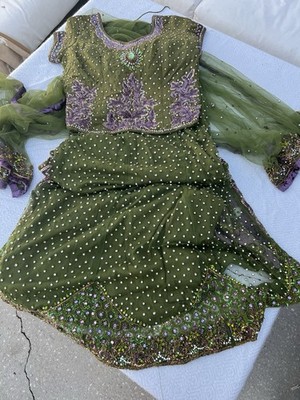 Green Organza Sharara Set | Indian Wedding Dress | Custom Size , Pre Owned.  | eBay
