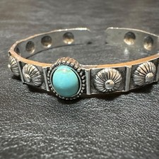 Vintage Navajo Turquoise Bangle Bracelet, Adjustable, Native American Style