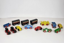 Vintage BRIO Wooden Railway Train Cars Vehicles Lot of 14 - Rare Sweden Toy