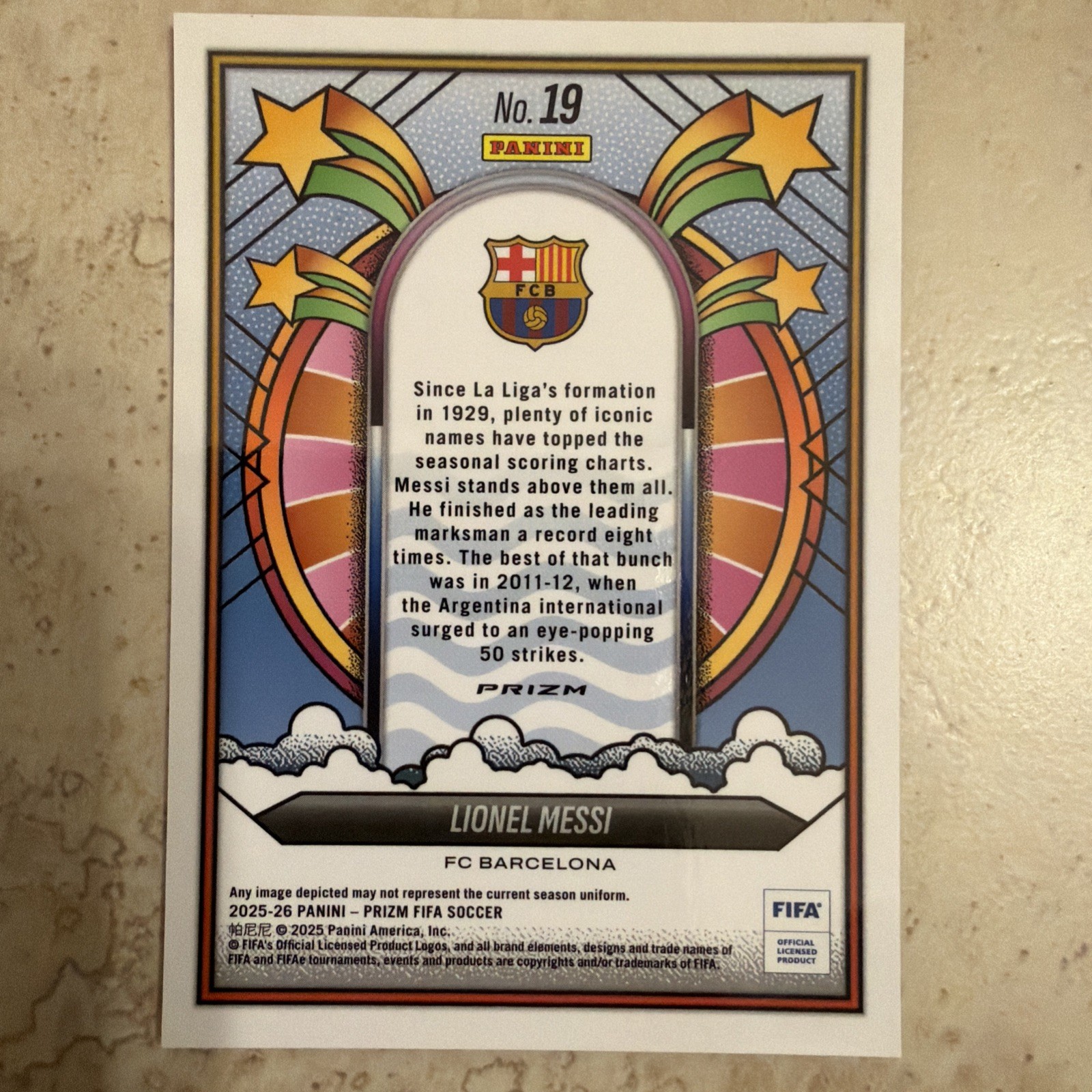2025-26 Panini Prizm FIFA Lionel Messi Groovy #19 Barcelona Case Hit view 2
