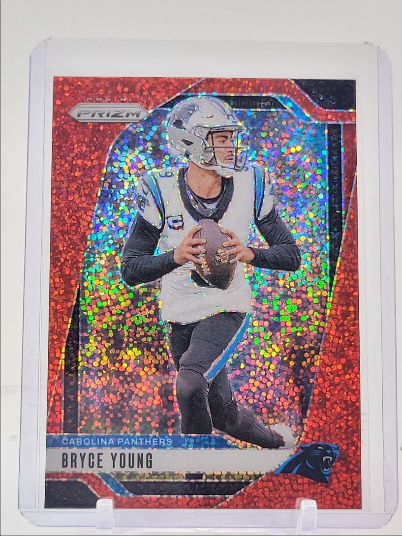 BRYCE YOUNG 2024 PANINI PRIZM FOOTBALL RED SPARKLE PANTHERS #37 Q5997