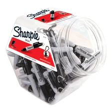 Sharpie Mini Permanent Markers, Fine Point, Gray Barrel, Black Ink, 72PK
