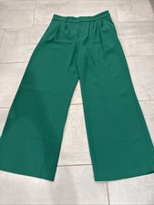 Women's Dress Pants Green Wide Leg And Pleated Size Large