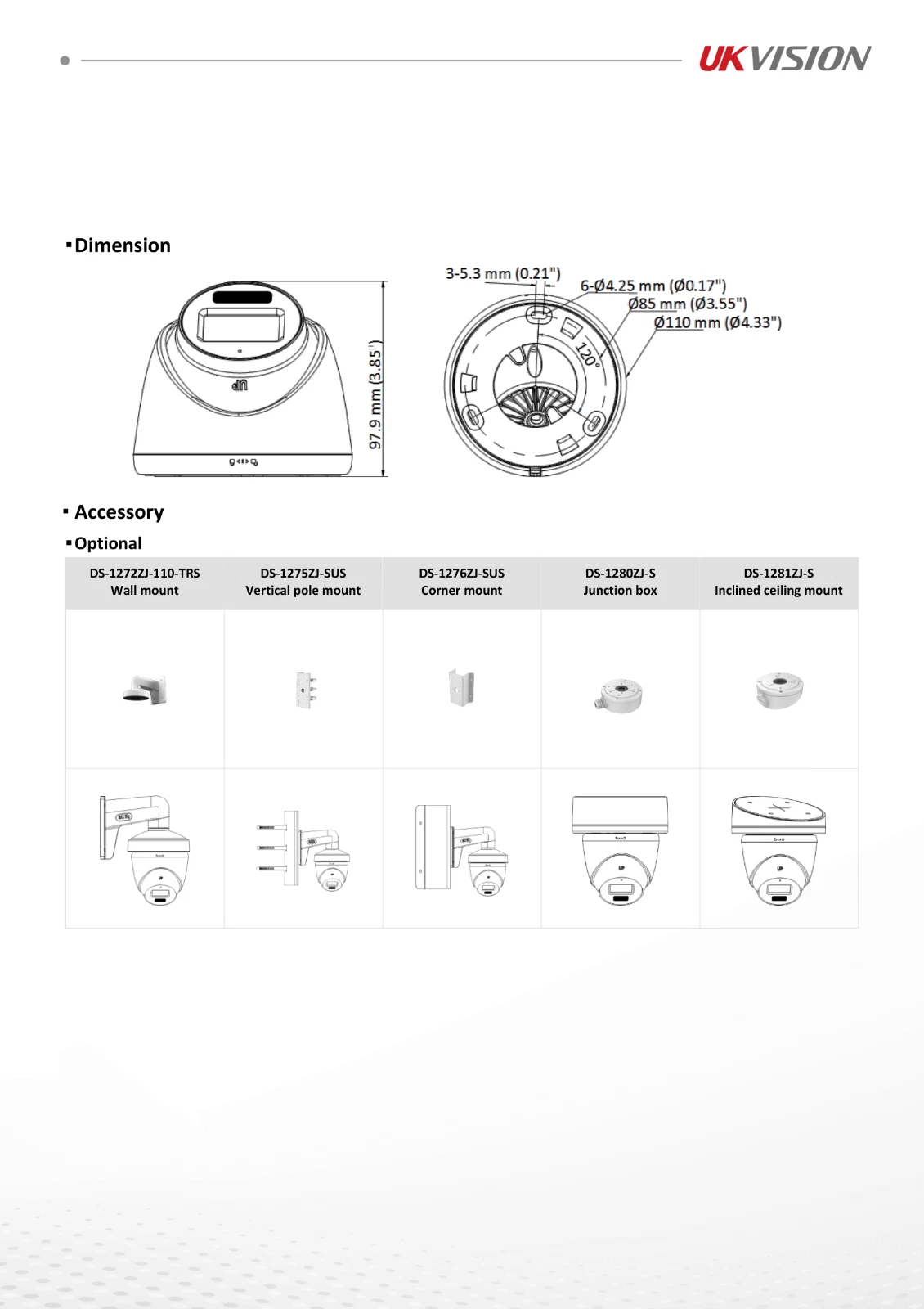 UKVISION Camera Detailed Specifications