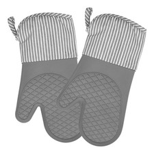 MIJOTEX Heat Resistant 500 F Silicone Oven Mitts 13" Silicone Gloves- Set o