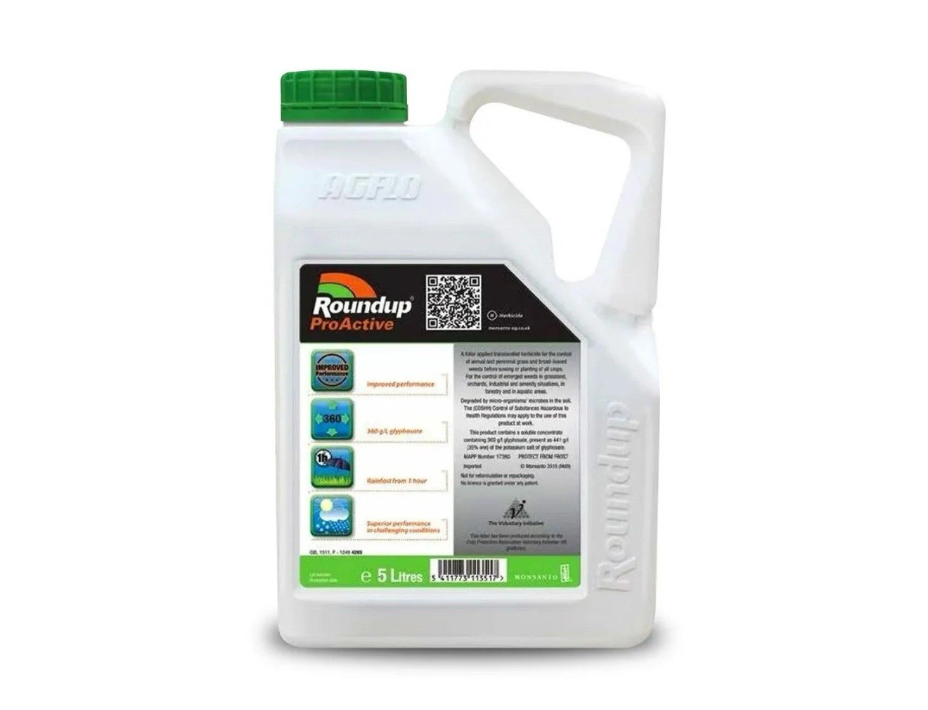 1 X 5L ROUNDUP PROACTIVE 360 STRONG PROFESSIONAL GLYPHOSATE WEEDKILLER