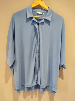 #ad Masai Copenhagen Women#x27;s Irana Collared Button Up Top Medium Blue QVC GBP 9.90