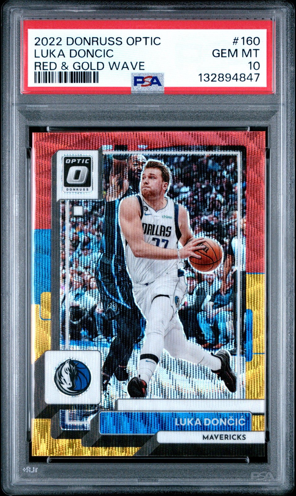 2022-23 Donruss Optic #160 Luka Doncic Red Gold Wave /99 PSA 10 GEM MINT Nice!