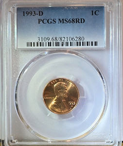 PCGS MS68RD 1993-D Lincoln Memorial Small Cent Denver Cert# 82106280