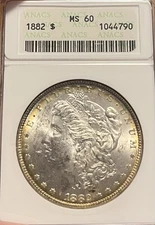 1882 Soapbox ANACS MS60 Morgan Silver Dollar